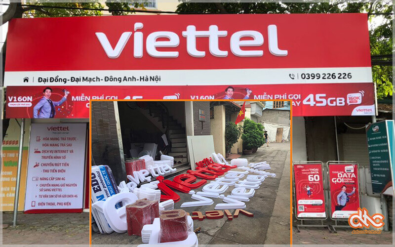 Chữ mica hút nổi sử dụng làm bảng hiệu cho Viettel Chữ mica hút nổi sử dụng làm bảng hiệu cho Viettel